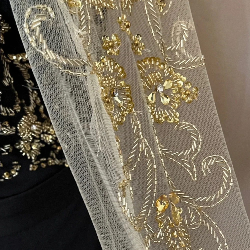 Vintage Eureka Black and Gold Embroidered Long Sleeve Dress.  Sz 10 - Picture 7 of 11